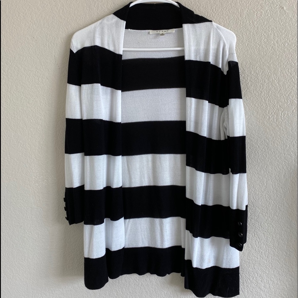 Black and white striped cardigan